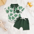 thumbnail image 2 of mgoYE Toddler Baby Boy Clothes Tropical Vacation Summer Outfits Button Short Sleeves Hawaiian Beach Shirts & Shorts with Pockets(Dark Green,18-24 Months), 2 of 7