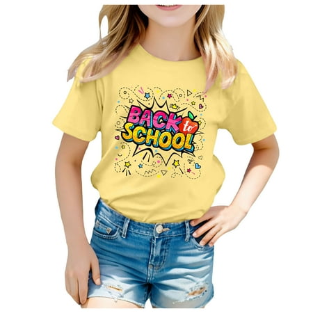 

Tops for Teens School Season Back School Season Printed Casual Short Sleeve T Shirt Tops for Teens