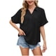 thumbnail image 2 of Fiudx Tops para Mujer Camisa de Mujer Informal de Manga Corta con Hebilla y Bolsillo con Cuello En V y Manga Corta, 2 of 4