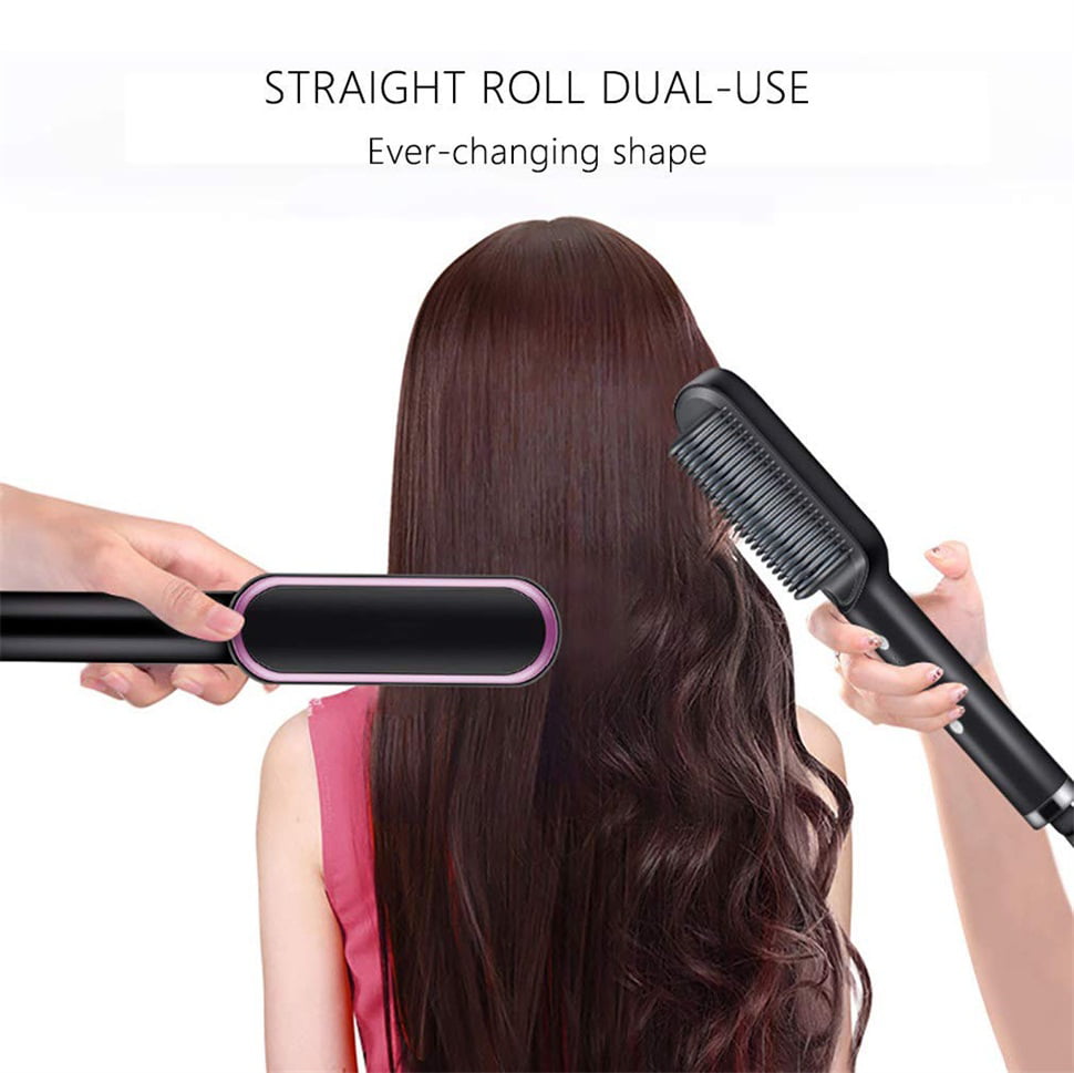 Negative Ion Hair Straightener Brush Hair Straightener Styling Comb  Ceramic Hair Straightening Brush with 5 Temp Fast Heating Anti Scald Home  Travel Salon  Walmartcom