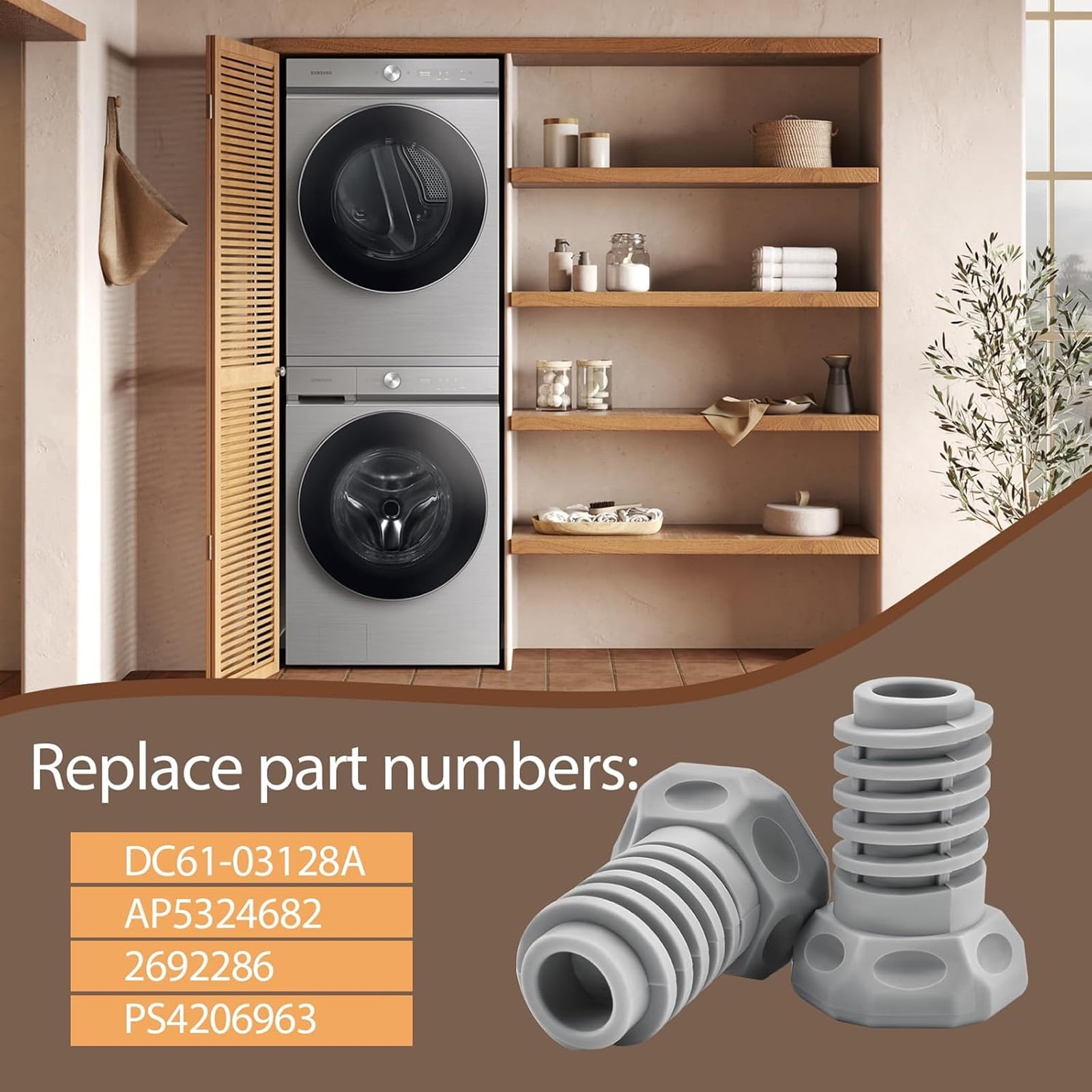 4Pcs DC61-03128A Dryer Stacking Set Wear Resistant Dryer Feet Replacement Plastic Leveling Legs for Leveling Stability