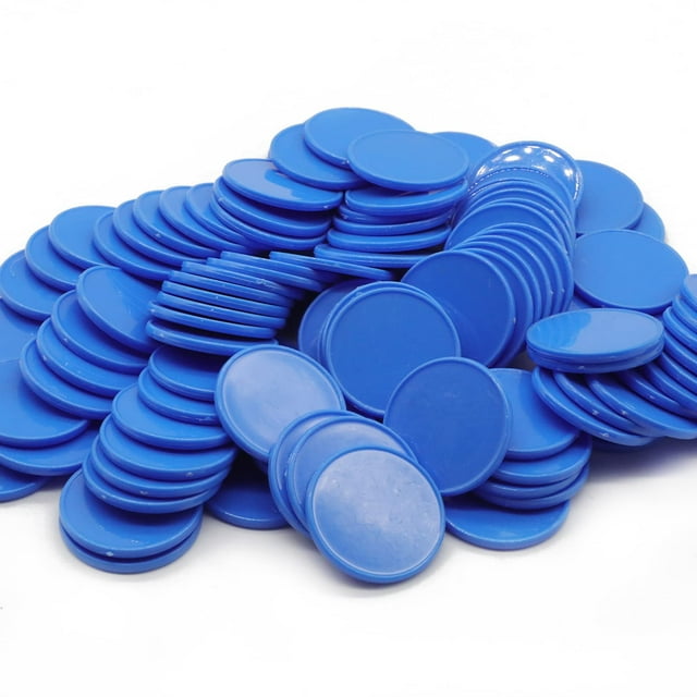 Hakitaroom Juego De 100 Fichas De Juego De Fichas De Póquer De Plástico Opaco Con Caja De Almacenamiento (Azul Real 1,26 Pulgadas)