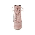 thumbnail image 2 of BLISSFUL STEP Women's Ankle Boots Faux Suede Lace Up Pointed Toe Stiletto Heel Ankle Booties Dust Pink 7, 2 of 8