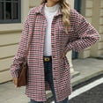 thumbnail image 4 of FDGIU Women's Flannel Shacket - Fleece Lined Hooded Jacket, Casual Long Sleeve Loose Fit Plaid Outerwear for Fall Winter Fashion, 4 of 7