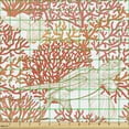 thumbnail image 2 of Ambesonne Underwater Fabric by the Yard Upholstery, Sea Turtle in Coral Reef, 2 Yards, Dark Coral and Pale Orange, 2 of 5