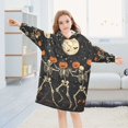 thumbnail image 5 of FORMRS Wearable Blanket Hoodie with Sleeves for Kids Cozy Flannel Sweatshirt, Black Halloween Dancing Skeleton, 5 of 7