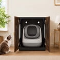 thumbnail image 6 of Unipaws Large Cat Litter Box Enclosure, Wooden Cabinet with Charging Station for Self-Cleaning & Auto Litter Boxes, Dog Proof Cat House for Top Entry Litter Box, Rustic and Black, 6 of 8
