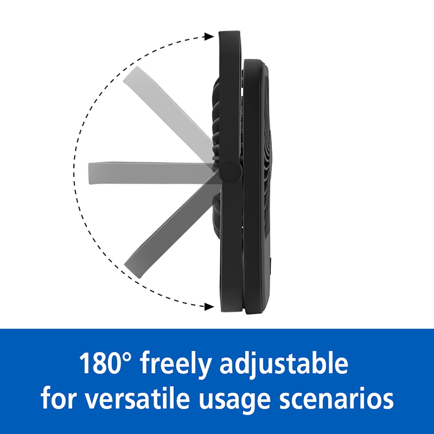 Mainstays 4" 3-Speed Portable Rechargeable Foldable Fan with Lighted Button, Black, Model#FN1041NBK, New 2026 Model