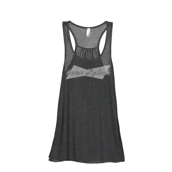 Beer O'Clock Women's Fashion Sleeveless Flowy Racerback Tank Top Charcoal Grey Small