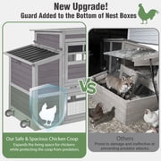 Aivituvin Mobile Chicken Coop with Run, Large Wooden Hen House Poultry Cage with Wheels, Weatherproof Roof, Sectionable Nesting Box, Pull-Out Tray for 3-5 Chickens, 74.9 L x 26 W x 39.4 H