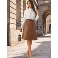 thumbnail image 2 of DARING DIVA Women A-Line High Waist PU Faux Leather Belted Midi Skirt XL Dark Brown, 2 of 6