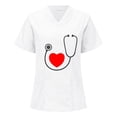 thumbnail image 1 of Gibobby Camisa De Invierno Mujeres Enfermería Camisetas Con cuello en V Uniforme corto Trabajo Tops Manga Blusa de mujer（Blanco， S), 1 of 5