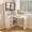 White, variant on White MDF Corner L-Shaped Computer Desk - 43.31 in L x 31.50 in W x 62.01 in H with Glass Cabinets & LED Lights for Home Office