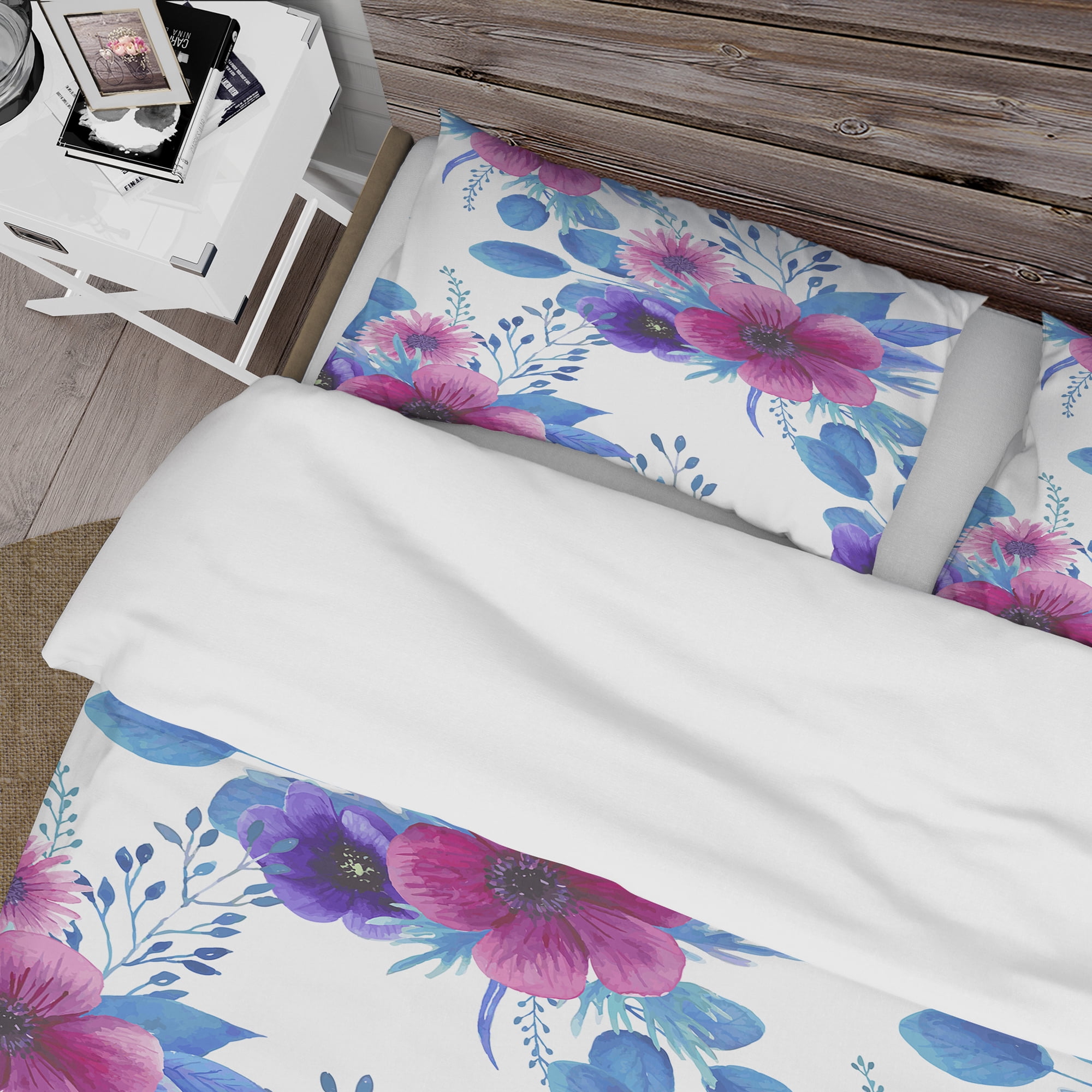 Designart 'Purple Pansie and Other Blossoming Flowers' Abstract Duvet Cover Set