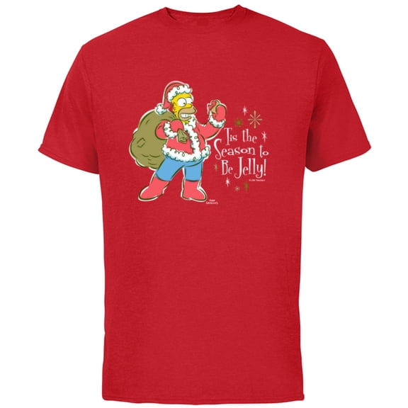 The Simpsons Homer Santa Christmas Season to be Jelly - Short Sleeve Cotton T-Shirt for Adults - Customized-Red