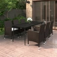 thumbnail image 1 of vidaXL 7 Piece Garden Dining Set with Cushions Poly Rattan and Glass, 1 of 4
