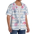 thumbnail image 4 of Xecao offers the Flamingo and Pineapple for Men's Casual Short-sleeved Shirt, a button-up collared shirt with a pocket, perfect for beach vacations and yacht travel in the Medium size., 4 of 7