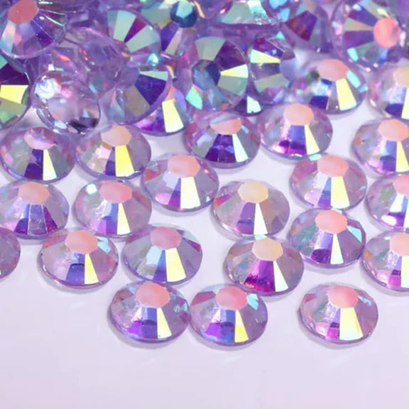 EOEMY 10,000 Transparent Ab Acrylic Round Flatback Rhinestone Glue On Gems 3mm Ss10-Purple Ab