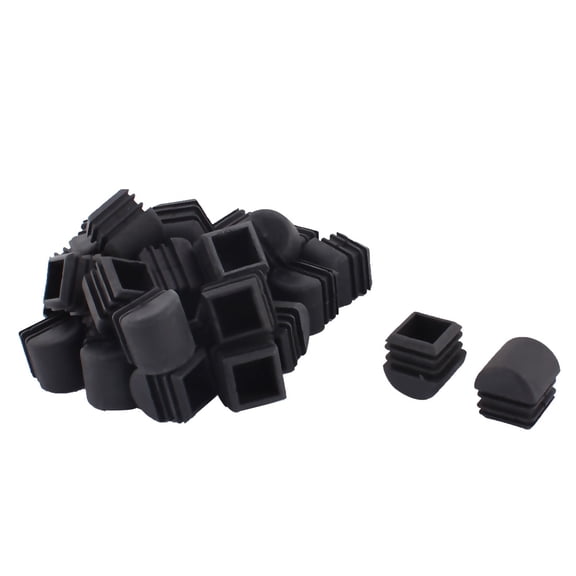 Unique Bargains 30 Pcs Antislip Plastic Square 25mm x 25 mm Chair Foot Cover Table Furniture Leg Protector Black
