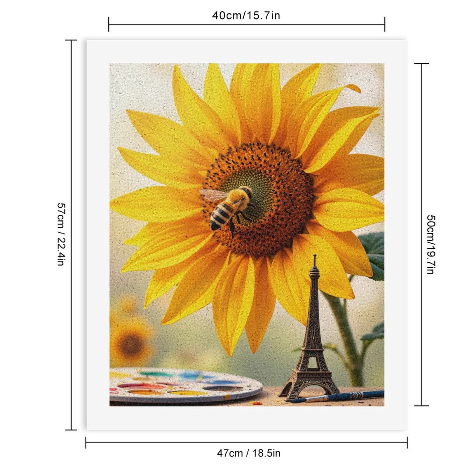 Paint By Numbers Kit for Adults Beginner - Sunflower Bee Eiffel Tower Art DIY Canvas Painting Kits for Adults, Frameless Paint By Number for Adults for Home Wall Decor 16x20 Inch
