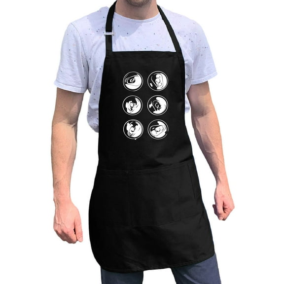 ApronMen, Funny Aprons For Men - 6 Pack - 100% Cotton with Pockets - Black