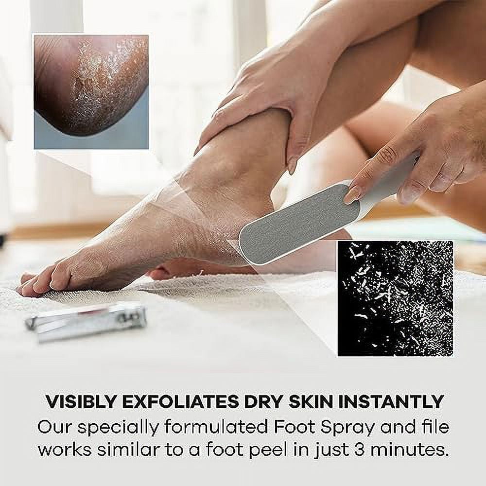 Dermasuri Callus Remover with Spray-on Formula and Foot File, Soften Cracked Heels for Dry Skin