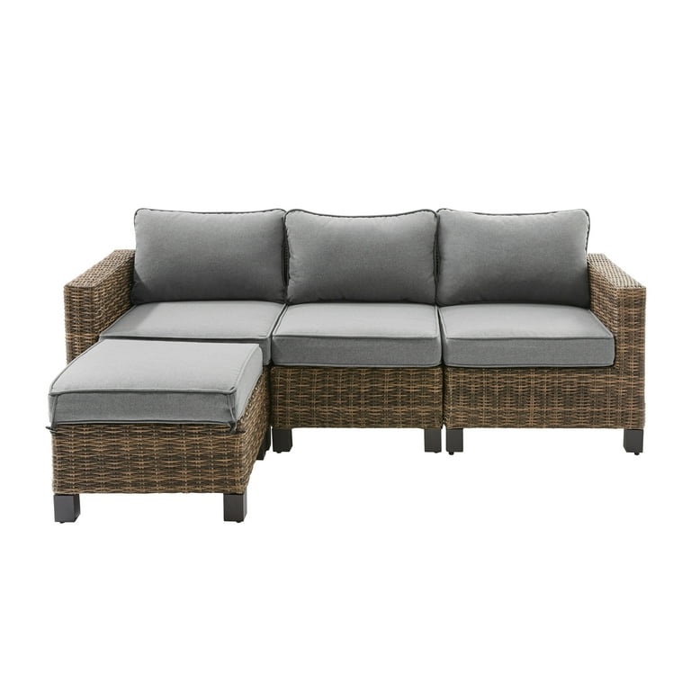 Better Homes Gardens Brookbury 4 Piece Wicker Sectional Sofa Set Com Wicker Sectional Sofa Set, Brookbury All Weather Wicker Sofa Sectional