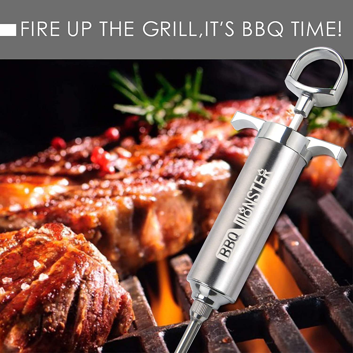 BBQ Monster Meat Injector Syringe Kit with Professional Marinade