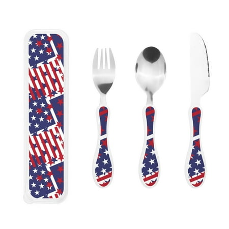 

3 Piece Children S Knife Fork And Spoon Stainless Steel Tableware Christmas Halloween Family Dinner Kindergarten Outdoor Picnic Birthday American Flag Pattern