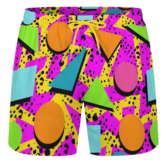 XFeng Men's 2 in 1 Swim Trunks, Print Board Shorts with Compression Liner, Quick Dry Beach Swim Shorts with Pockets