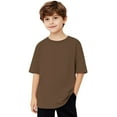 thumbnail image 4 of BRGZLK Kids Summer Short Sleeve Tops,Boys Girls Fashion Cute Solid Color Tee Loose Comfortable Round Neck T-Shirt Coffee 8-9 Years, 4 of 6