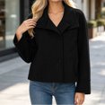 thumbnail image 4 of WIZUTIZ Women's Solid Color Button Front Jacket Turn Down Collar Long Sleeve Loose Casual, 4 of 7