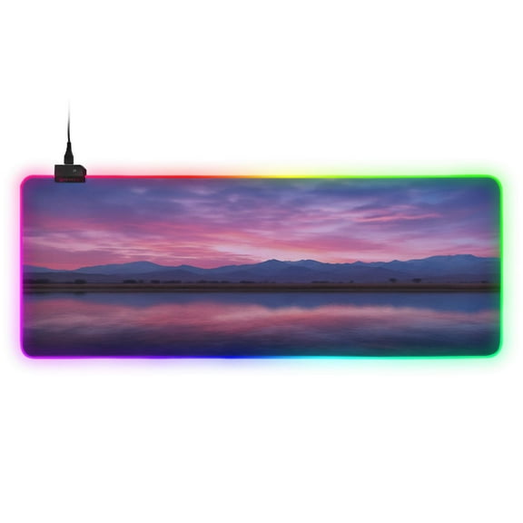 Large RGB Gaming Mouse Pad Led Glowing Mousepad Non-Slip Rubber Base 13 Light Modes 31.5x11.8 Sea and Mount