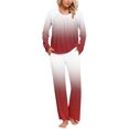 thumbnail image 2 of cfhntfmh Pajama Sets for Women Comfy Crewneck Long Sleeve Pleated Printed Shirts Straight Leg Pants Loungewear Sleepwear Pjs Sets, 2 of 6