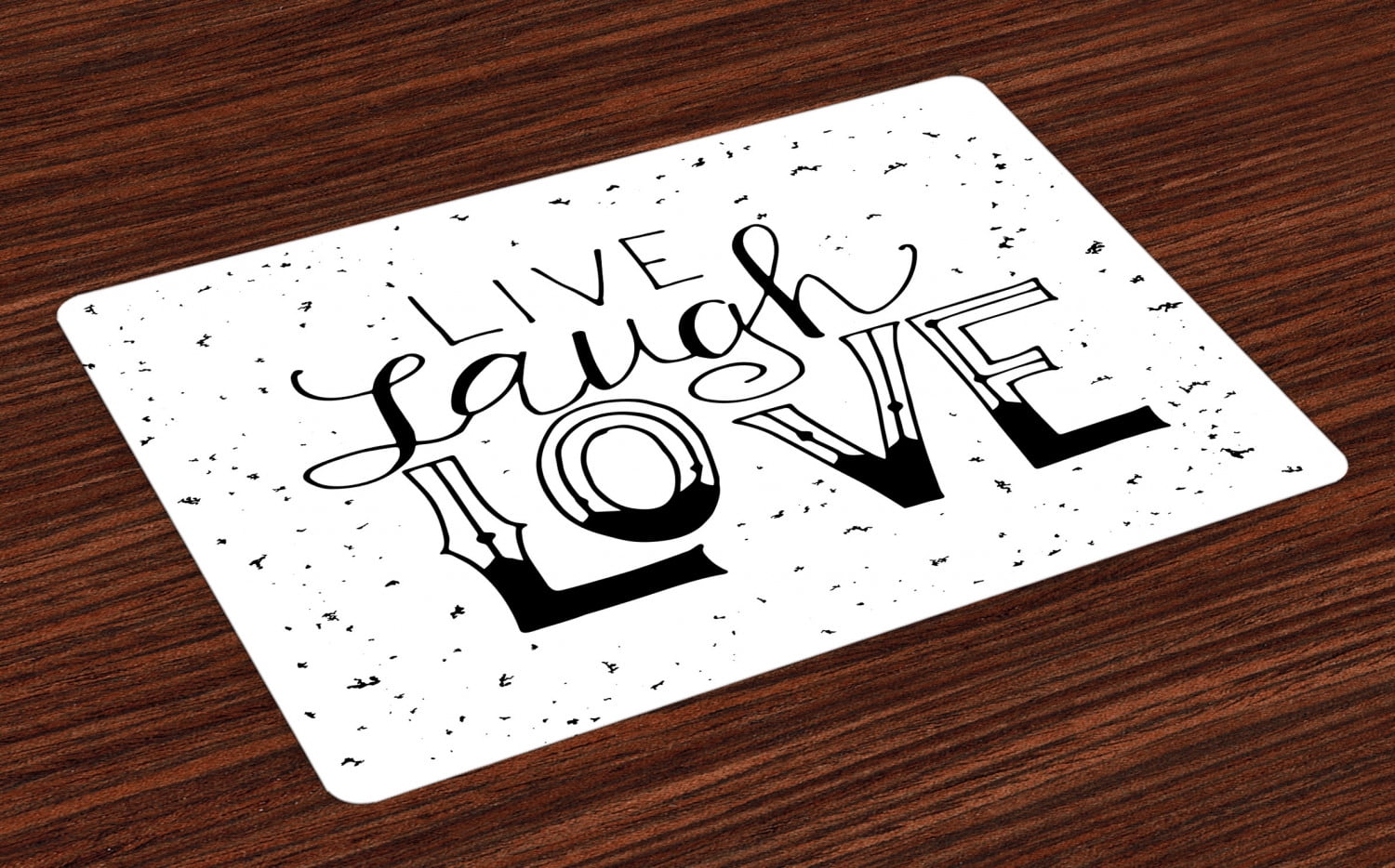 Live Laugh Love Placemats Set of 4 Quote Hand Drawn Style Typographical Artistic Design Positive