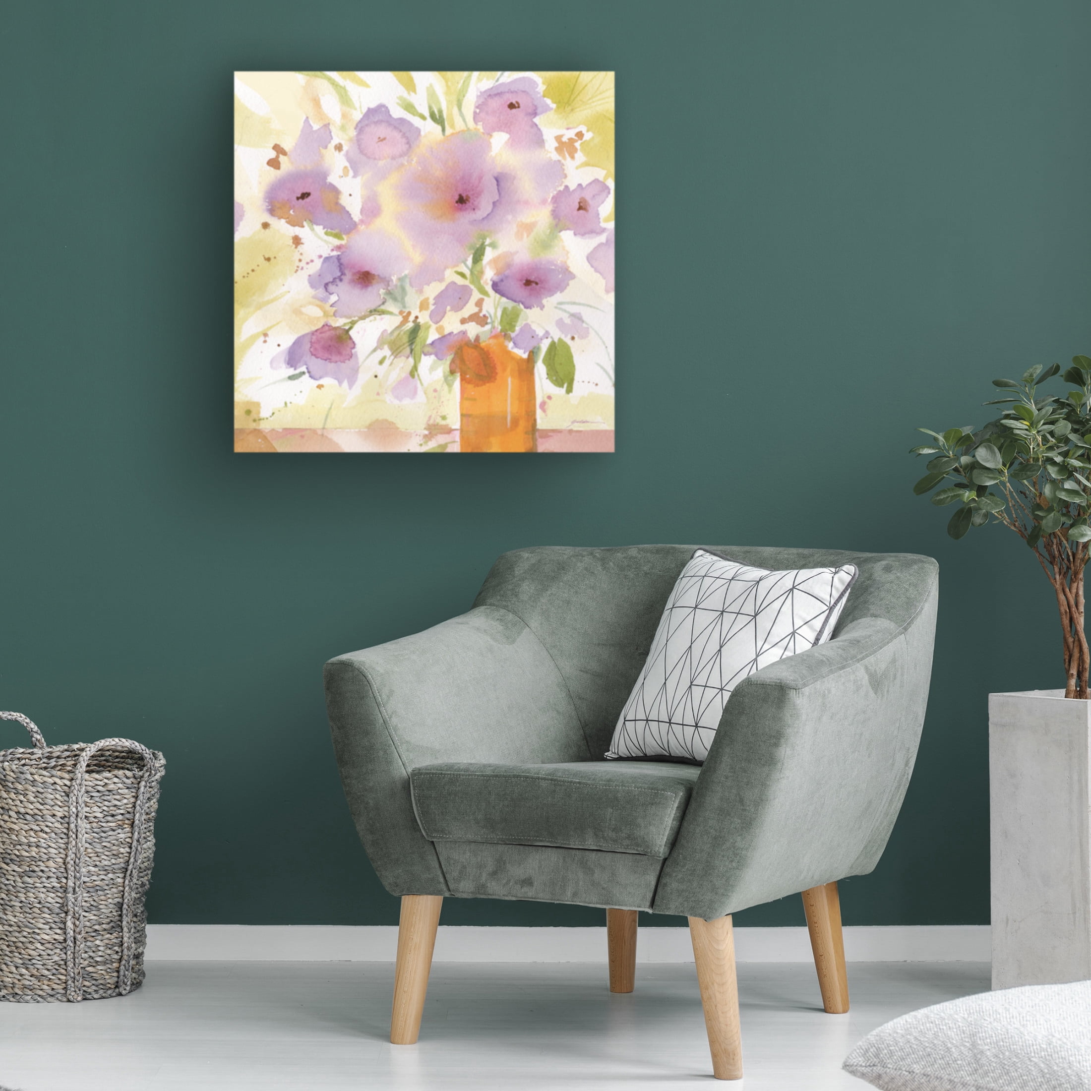 Canvas Wall Art - Sheila Golden 'Purple Blossoms' Wall Art for Living Room, Bedroom, or Office Décor by Trademark Fine Art - 24 x 24 Inches