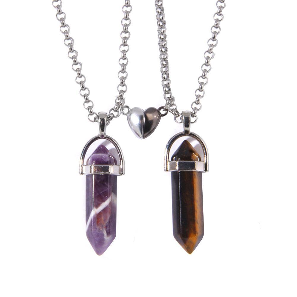 1Pair Gemstone Pendant Necklace Natural Quartz Crystal Chakra Healing Stone NEW I1E0 - image 4 of 9