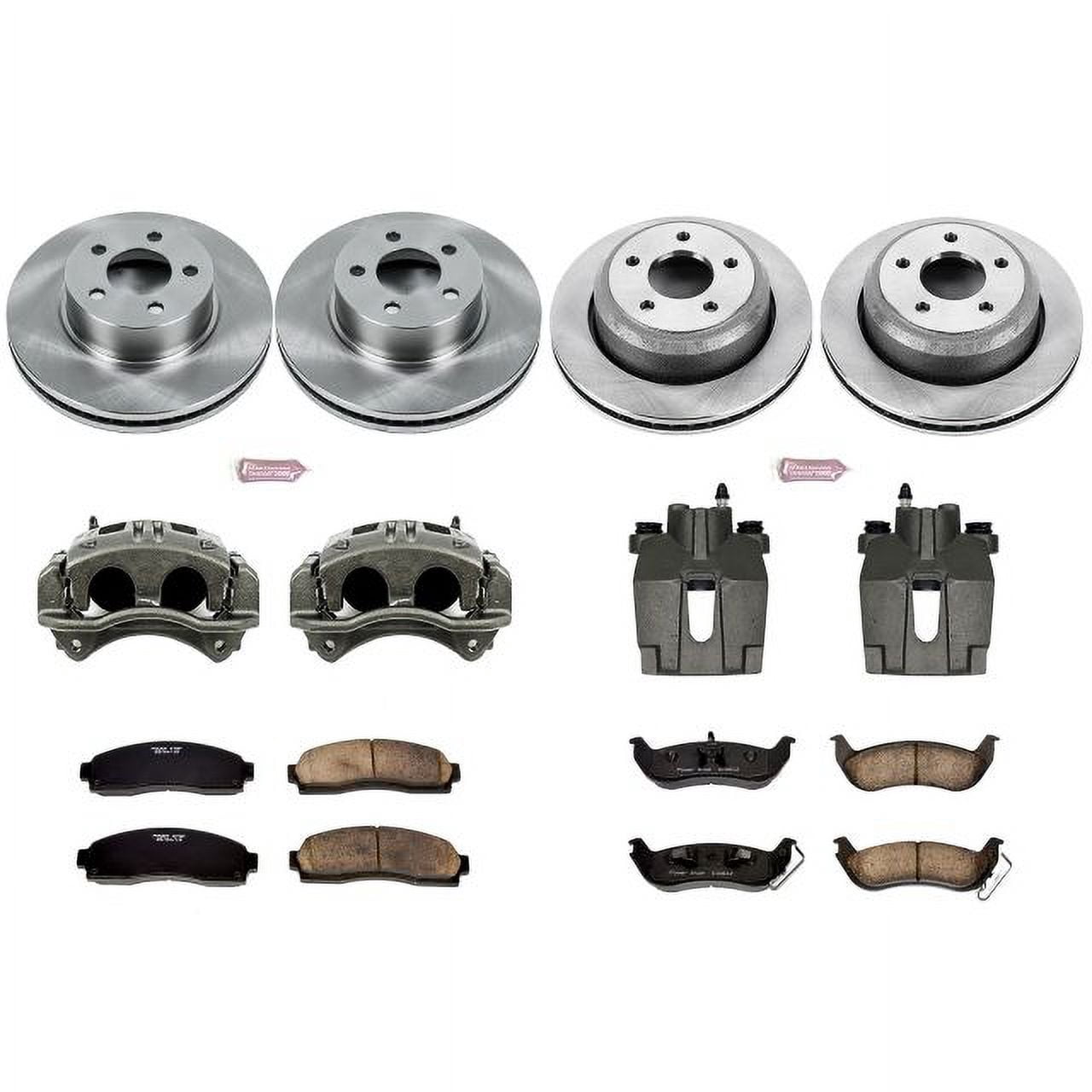 PowerStop Front and Rear Stock Replacement Brake Pad and Rotor Kit with Calipers Fits: FORD Select Models KCOE6273
