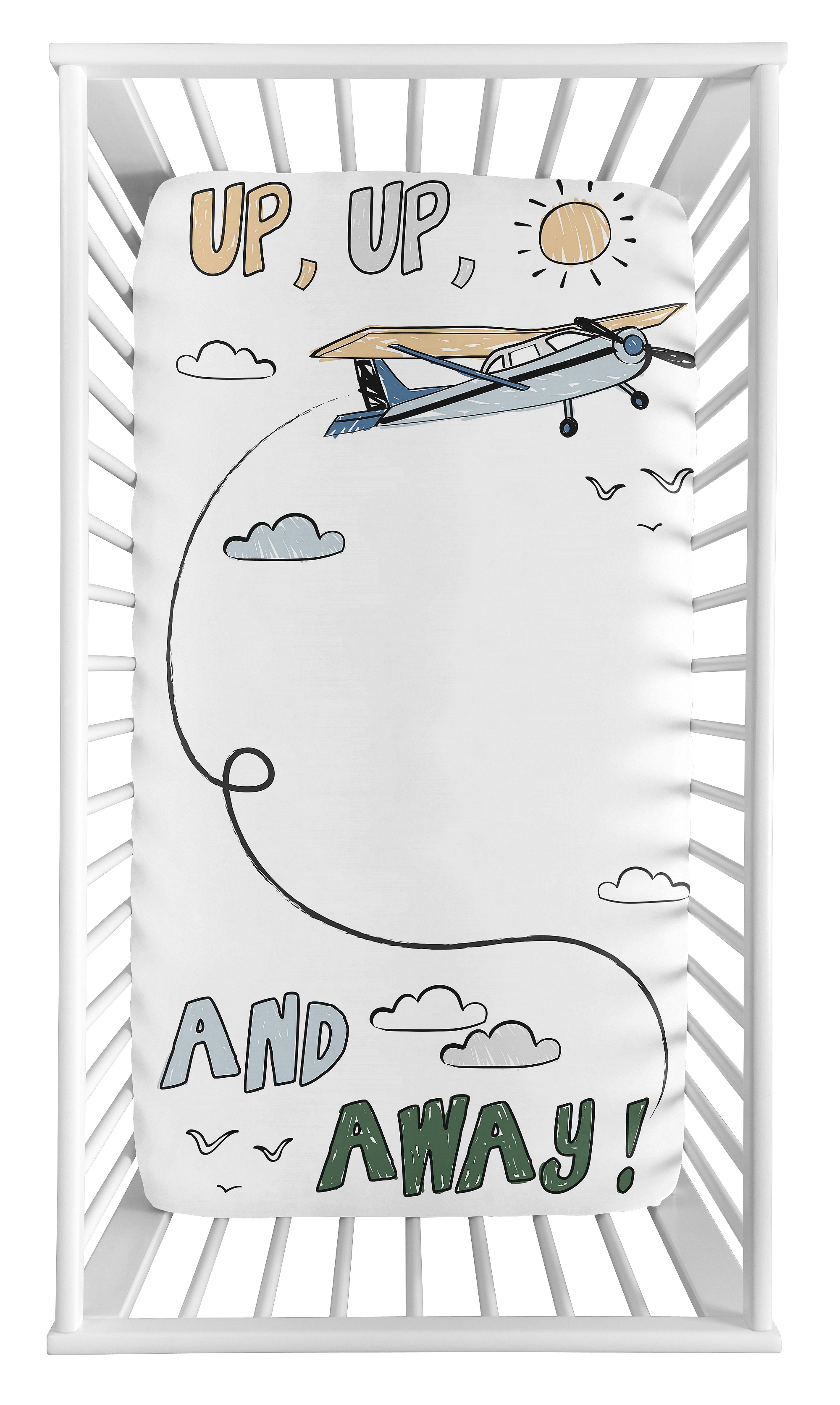 Sweet Jojo Designs Airplane Green and Blue Boy Photo Op Fitted Crib Sheet