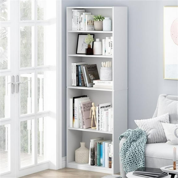 Furinno JAYA Simply Home 5-Shelf Bookcase, Adjustable Shelves, Multiple Colors