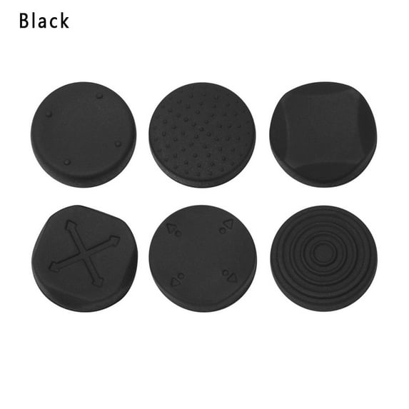 6pcs/set Anti-slip Analog 360 Controller Accessories Games Thumb Stick Grip Rocker Protecfive Sleeve Silicone Cover Joystick Cap BLACK