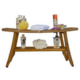 thumbnail image 5 of Compact Curvilinear Teak Shower Outdoor Bench With Shelf In Natural Finish, 5 of 5