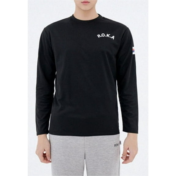 ROKA Korean Military Soldier Long Sleeve T-Shirt Korea Republic, Usable for Both Men and Women, Black Color (L/100)