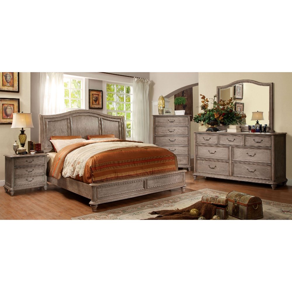Master Bedrom Furniture Wooden HB Platform Queen Size Bed Rustic