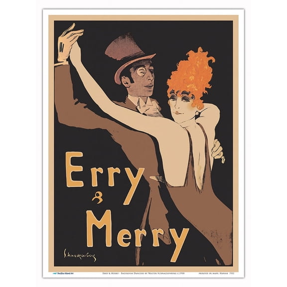 Erry & Merry - Ballroom Dancers - Vintage Dance Poster by Walter Schnackenberg c.1918 - Master Art Print (Unframed) 9in x 12in