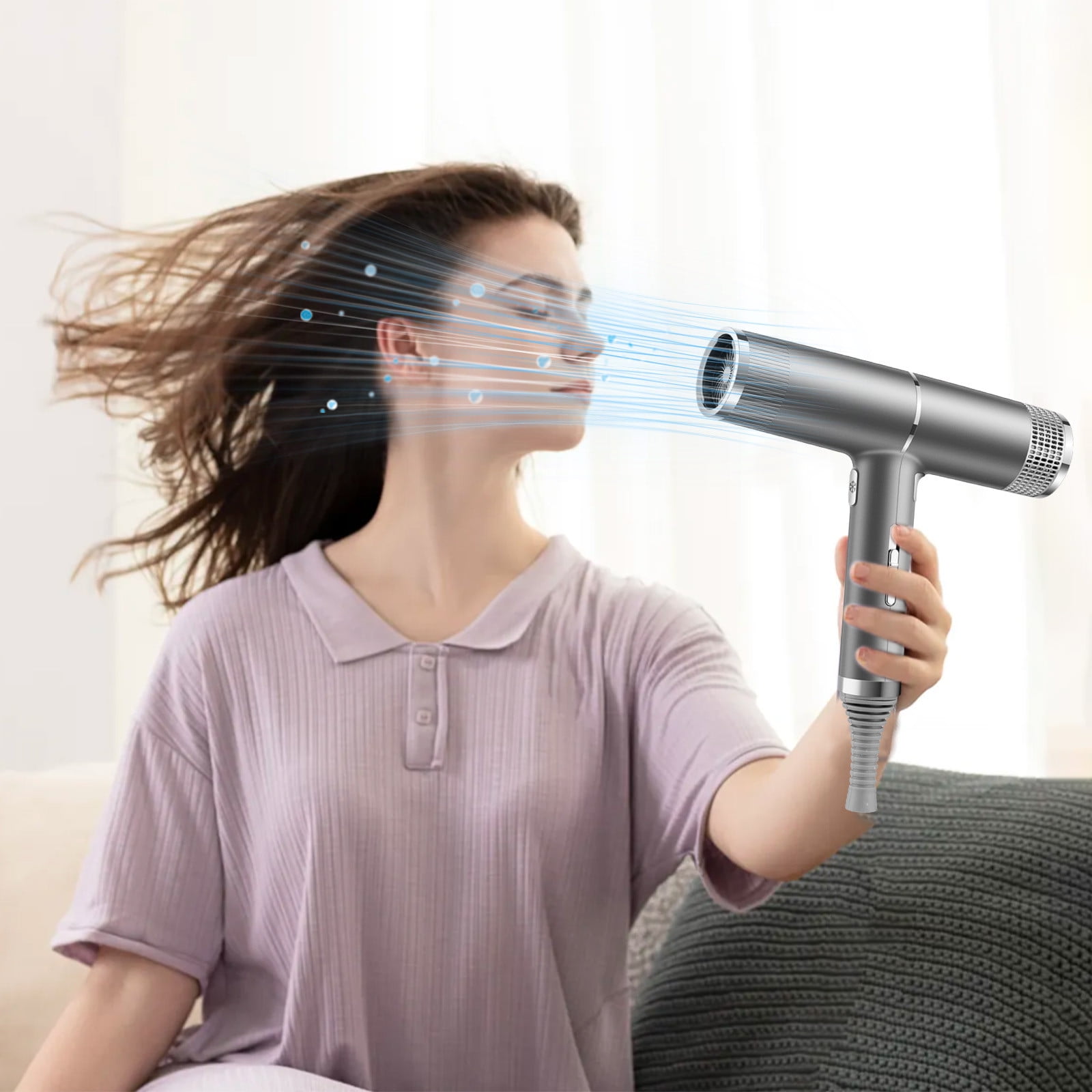 Travel Hair Dryer, 800W High Power, Ionic Conditioning for Frizz-Free Hair, with Curly Hair Styling Nozzle, Compact Design, 110V, Suitable for Normal & Curly Hair, Fast Drying