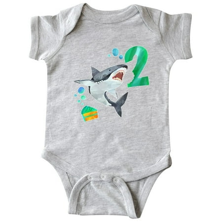 

Inktastic Second Birthday Shark with Cake Gift Baby Boy or Baby Girl Bodysuit