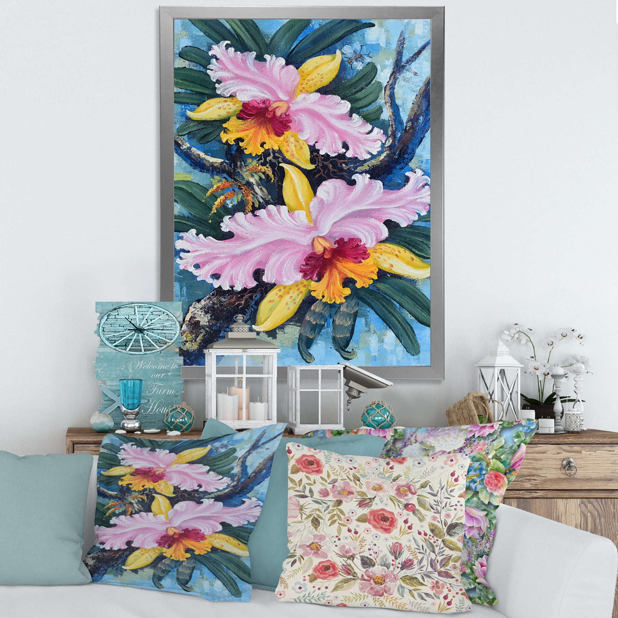 Designart 'Ancient Forest Orchids I' Traditional Framed Art Print