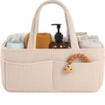 thumbnail image 5 of Diaper Caddy Organizer for Baby Nursery, Felt Storage Basket with Handles for Diapers, Wipes, Toys & Baby Essentials, Car Organizer, Oatmeal, 5 of 9