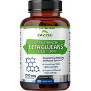 Zazzee Extra Strength 1,3/1,6 Beta Glucans 1000 mg, 100% Glucan Content, 90 Vegan Capsules, Supports a Healthy Immune System, Non-GMO and All-Natural